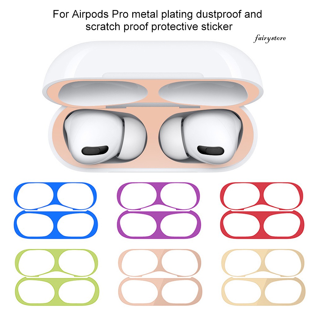 Bộ 2 Miếng Dán Kim Loại Chống Bụi Cho Tai Nghe Apples Air-pods Pro