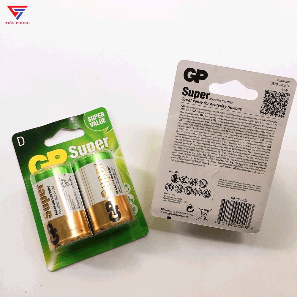 Combo 2 Vỉ Pin GP Đại D Super Alkaline (1 Vỉ 2 Viên)