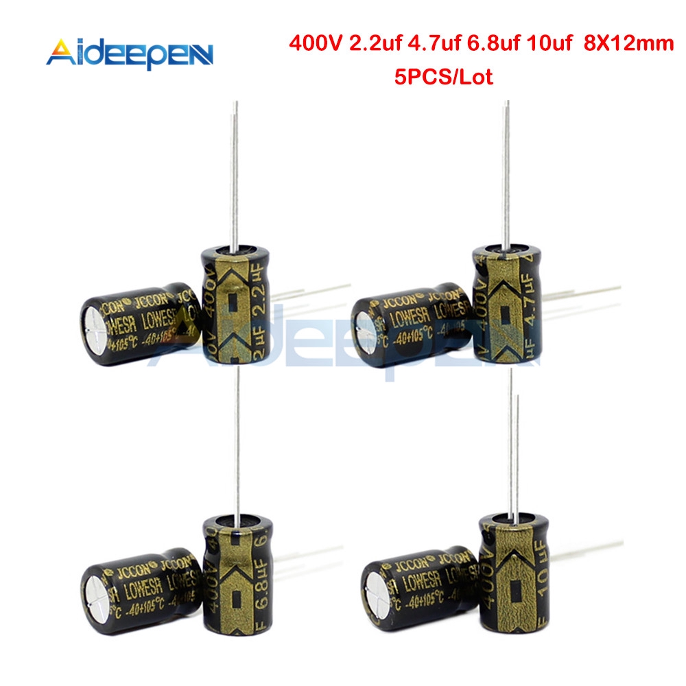 Set 5 Tụ Điện Nhôm 400v 2.2uf 4.7uf 6.8uf 10uf 8x12mm Chuyên Dụng