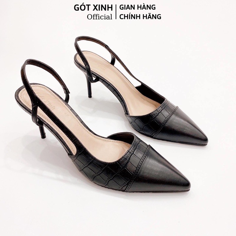 Giày cao gót nữ GÓT XINH G13 màu kem da mềm đế nhọn 7cm