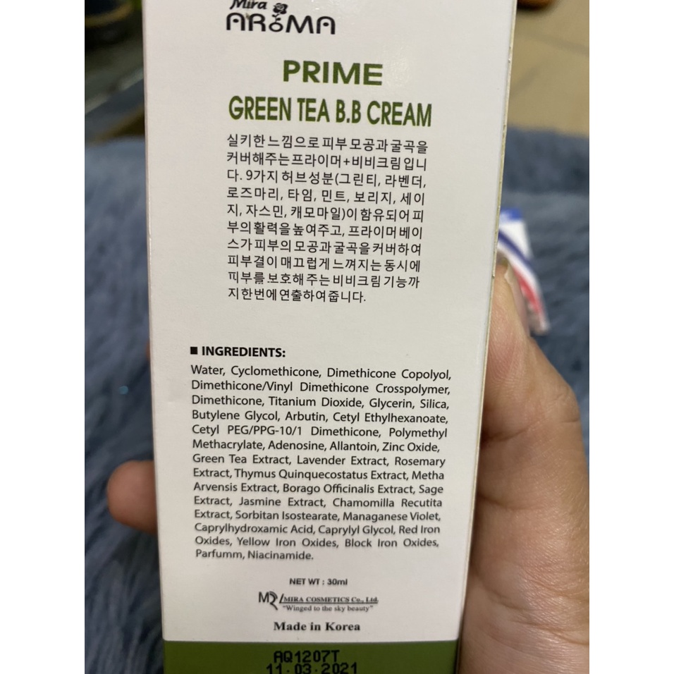 KEM NỀN MIRA GREEN TEA PRIME BB CREAM TRÀ XANH 30ML