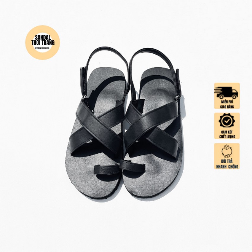 Dép quai hậu nữ nam, SANDALTHOITRANG Sandal nữ đi học A24 Đen/Trắng full size 30-44