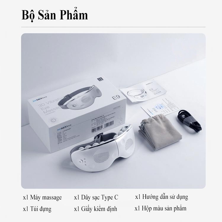 Máy Massage Mắt Xiaomi Jeeback E9 Massage Bấm Huyệt Đa Điểm Có Kết Nối Bluetooth