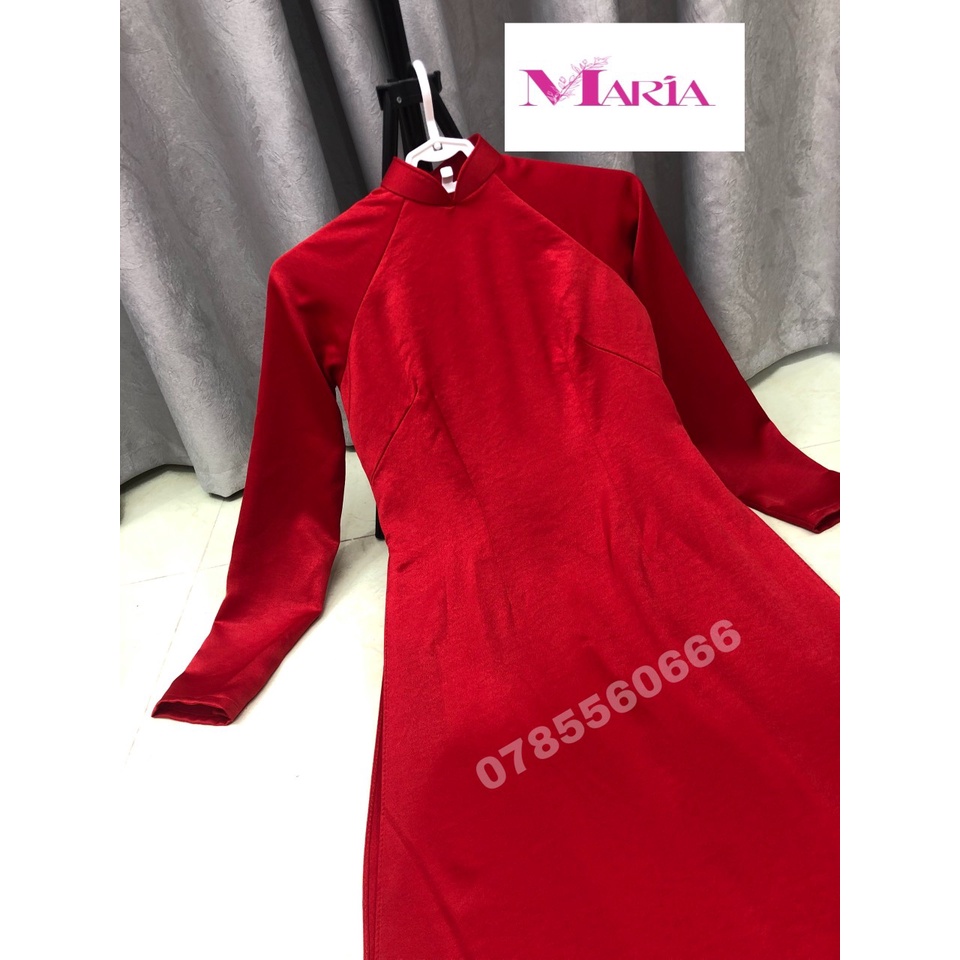 [𝐌𝐀𝐑𝐈𝐀] ÁO DÀI TRƠN LỤA TÂY THI ĐỎ 2 TÀ
