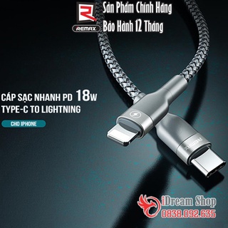 Dây cáp sạc nhanh iPhone type c to lightning Remax PD 20W sang 2 chiều 1m bọc vải dù chính hãng