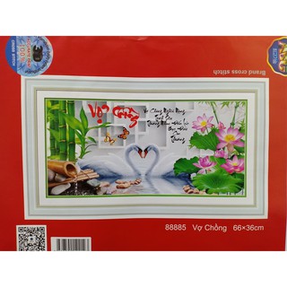 Tranh thêu chữ thập Vợ Chồng I 66x36cm I 88885