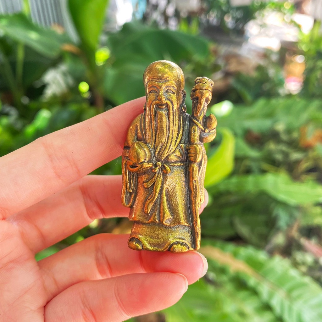 Tượng Trưng Bày, Tượng Trưng Bày Phong Thủy, Trang Trí Bằng Đồng Hình Ông Thọ (Kích cỡ: 5.2 x 2.7cm)