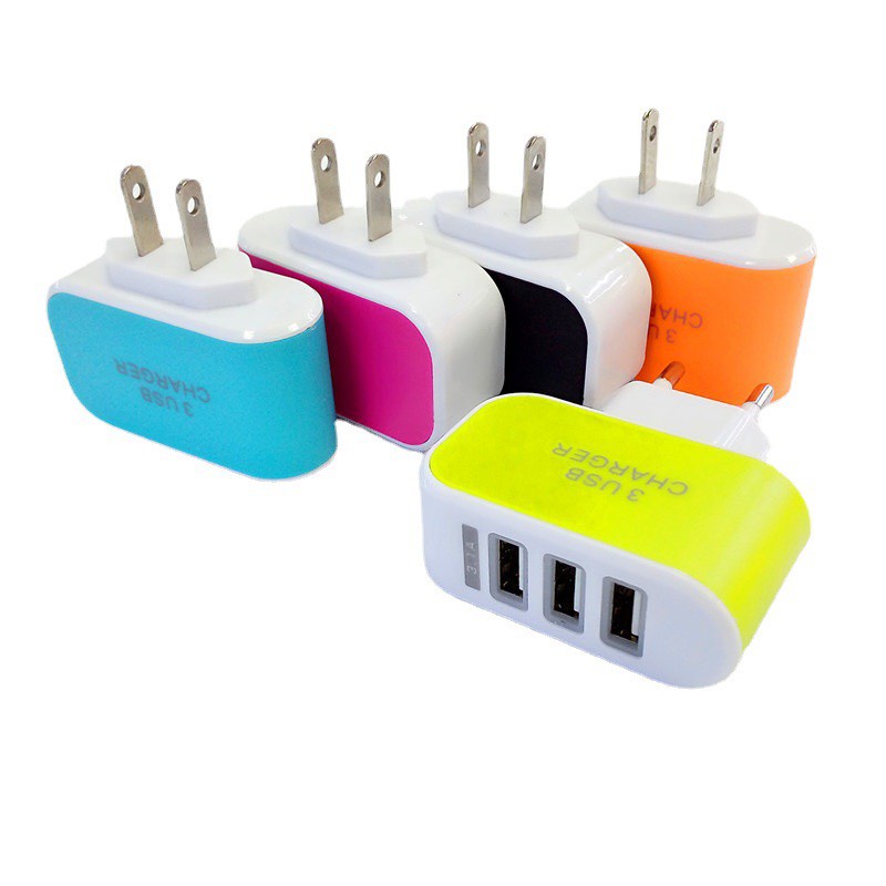 Củ Sạc 3 Cổng Usb Sạc Điện Thoại Có Nhiều Màu