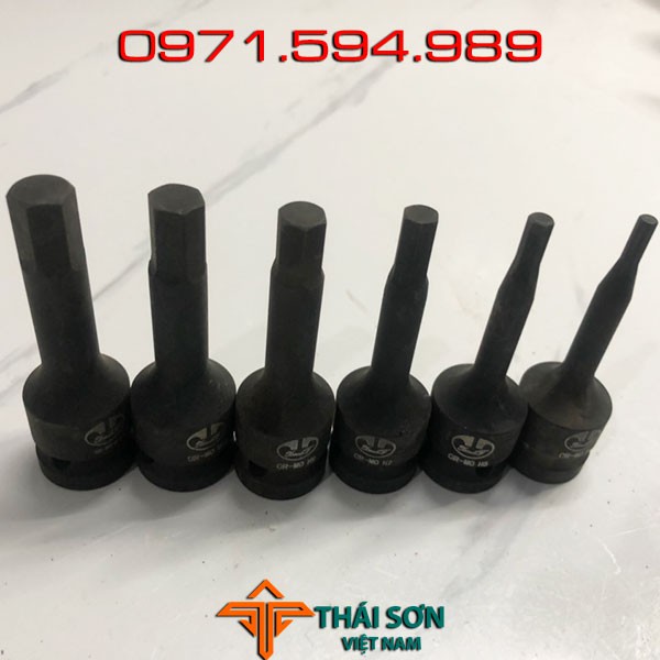 Đầu típ khẩu 1/2 inch 6 cạnh ngoài - lục giác (H4 đến H11). SAKI - Nhật Bản, dài 78mm, chất liệu carbon CRMO