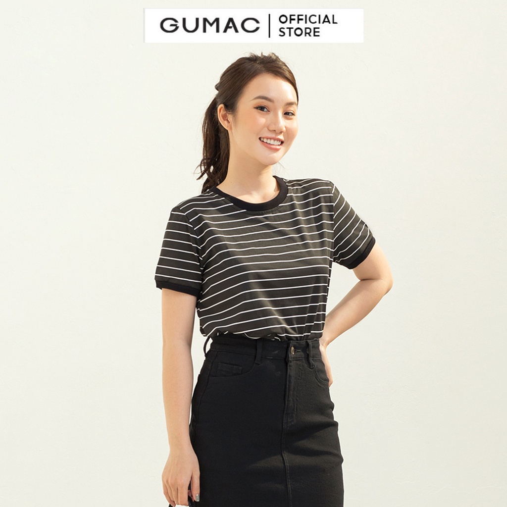 [Mã WABRGU3 giảm 10% đơn 99K] Áo thun sọc ngang GUMAC form dáng basic năng động, nhiều màu cá tính ATC03016