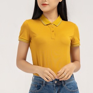 Áo thun polo nữ MADELA 100% cotton cổ bẻ phối viền, Áo polo công sở co dãn thoải mái nhiều màu