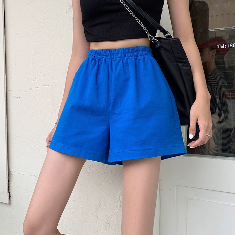 Quần Short Lưng Thun Ống Rộng Lưng Cao Co Giãn Mẫu Mới Mùa Hè Phong Cách Hàn Quốc Cho Nữ