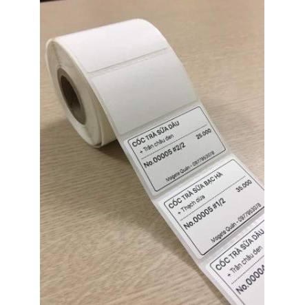 Giấy In Tem Trà Sữa 30x50 mm - Giấy in Mã Vạch 3x5 cm CHO MÁY IN TEM