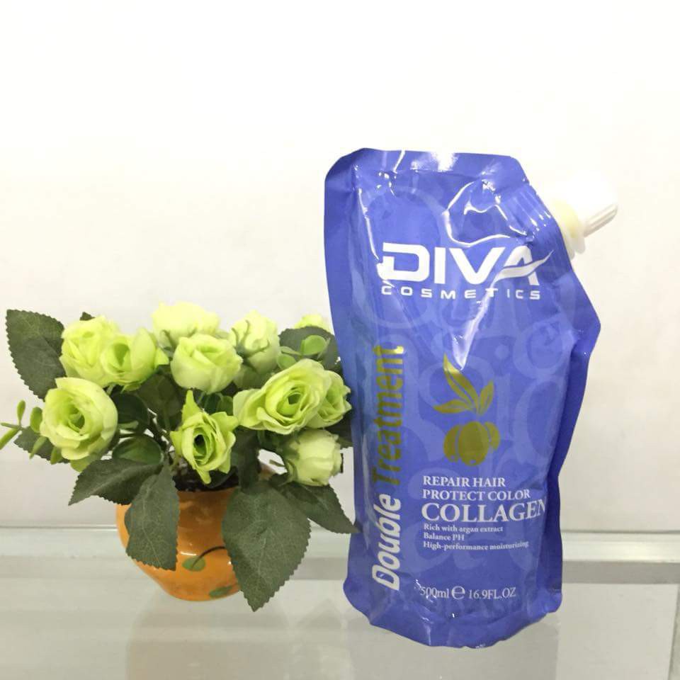 Dầu Hấp Diva Collagen Siêu Mượt 500ml (xanh)
