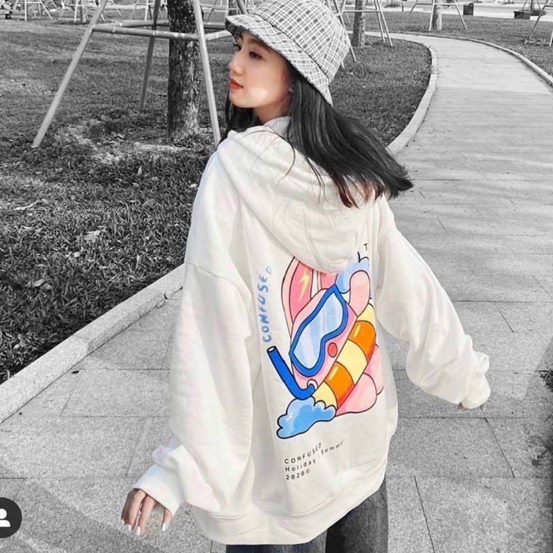 [Mã FAGREEN1505 giảm 10% tối đa 30K đơn 99K] Áo khoác Zip Hoodie thỏ bơi dễ thương | BigBuy360 - bigbuy360.vn