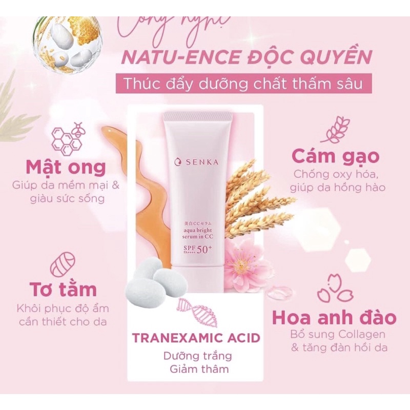 Kem chống nắng Senka Aqua Bright serum in CC 40g