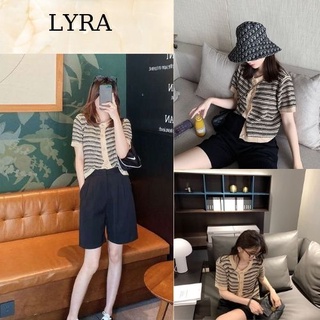 Áo mongtoghi nữ LYRA, chất liệu len đan cổ tròn họa tiết ngắn tay xinh xắn, thời trang,mẫu hot 2021- VXYAL0005