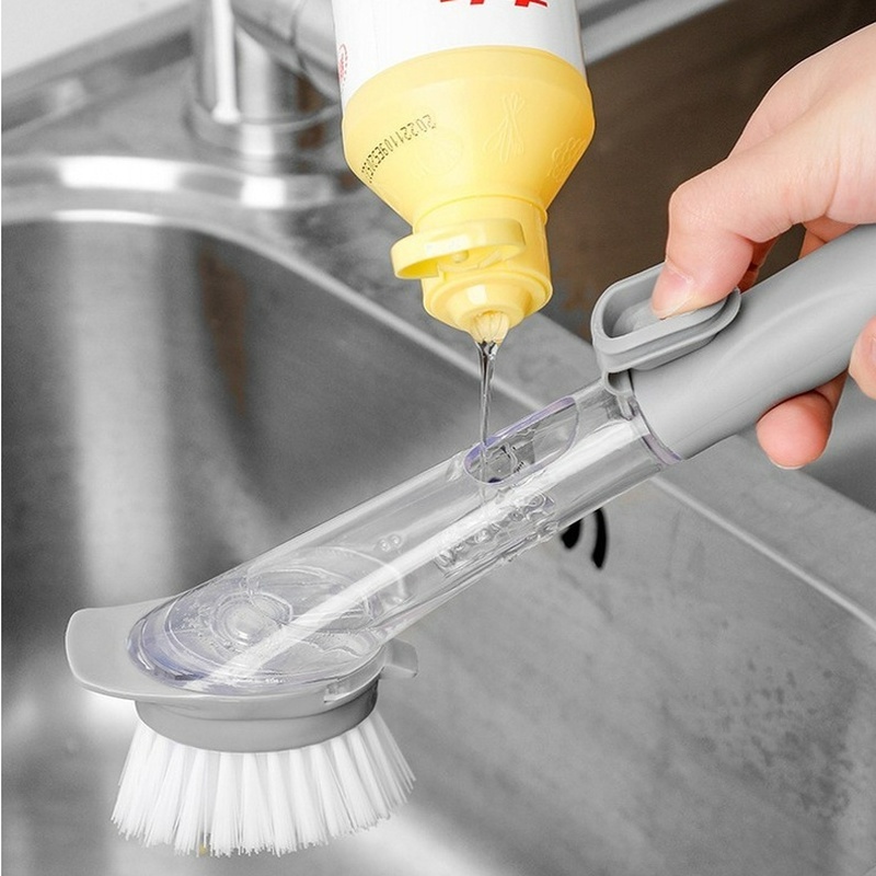 1 Bộ Cọ Rửa Chén 2 Trong 1 Kèm Hộp Đựng Chất Lỏng Tiện Dụng