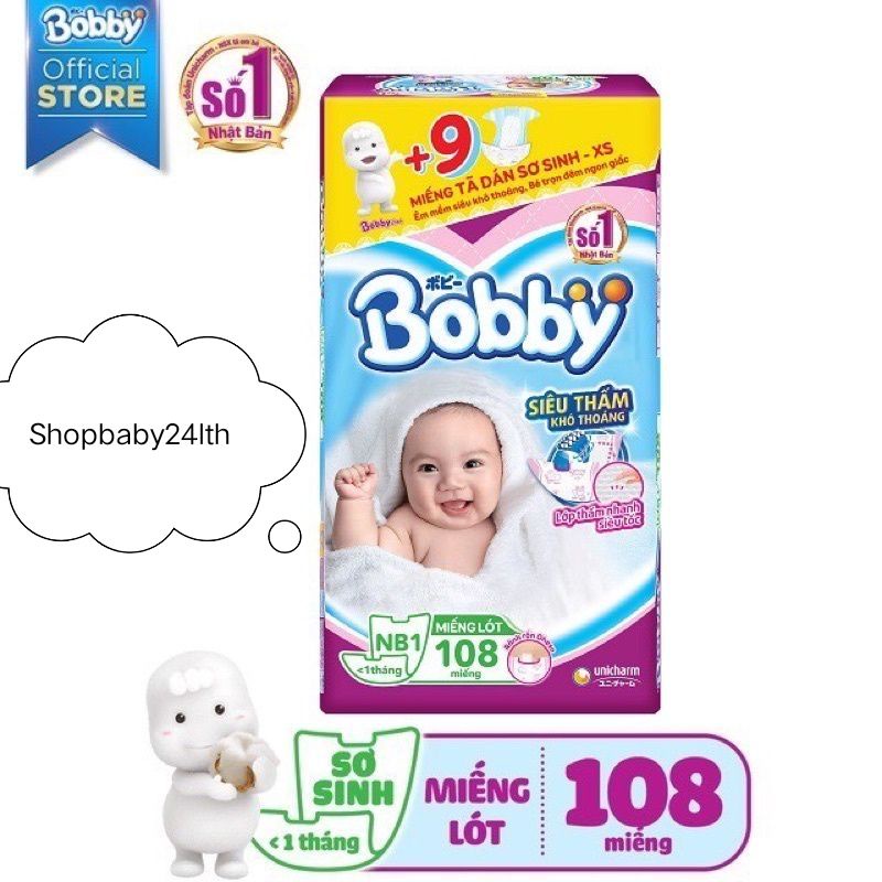 TẤM LÓT BOBBY NEWBORN 1 CHO BÉ YÊU 108 MIẾNG