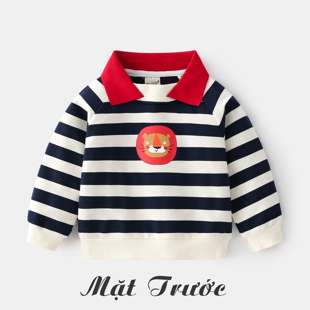 Áo nỉ cho bé trai WELLKIDS áo nỉ cổ bẻ cho bé chất cotton hàng xuất Âu Mỹ