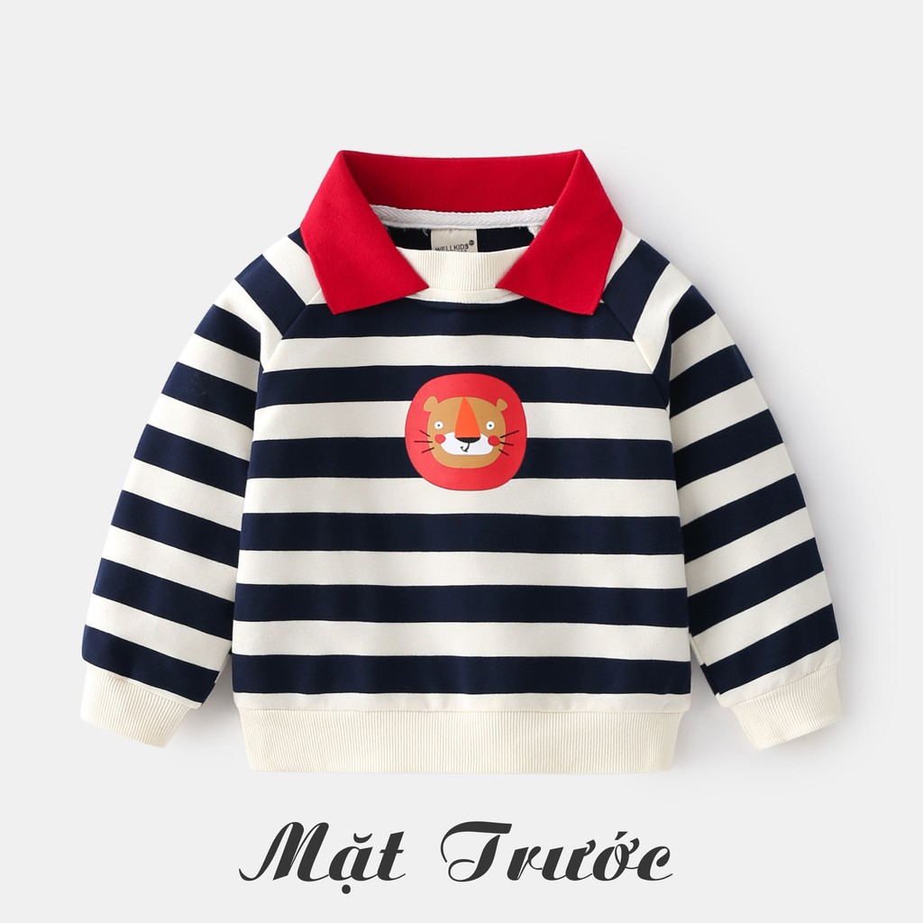 Áo nỉ cho bé trai WELLKIDS áo nỉ cổ bẻ cho bé chất cotton hàng xuất Âu Mỹ