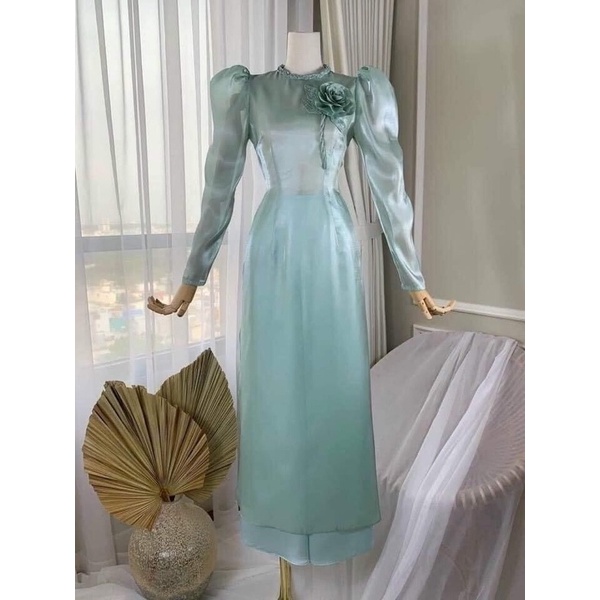 Áo dài tay bồng thiết kế sang chanh