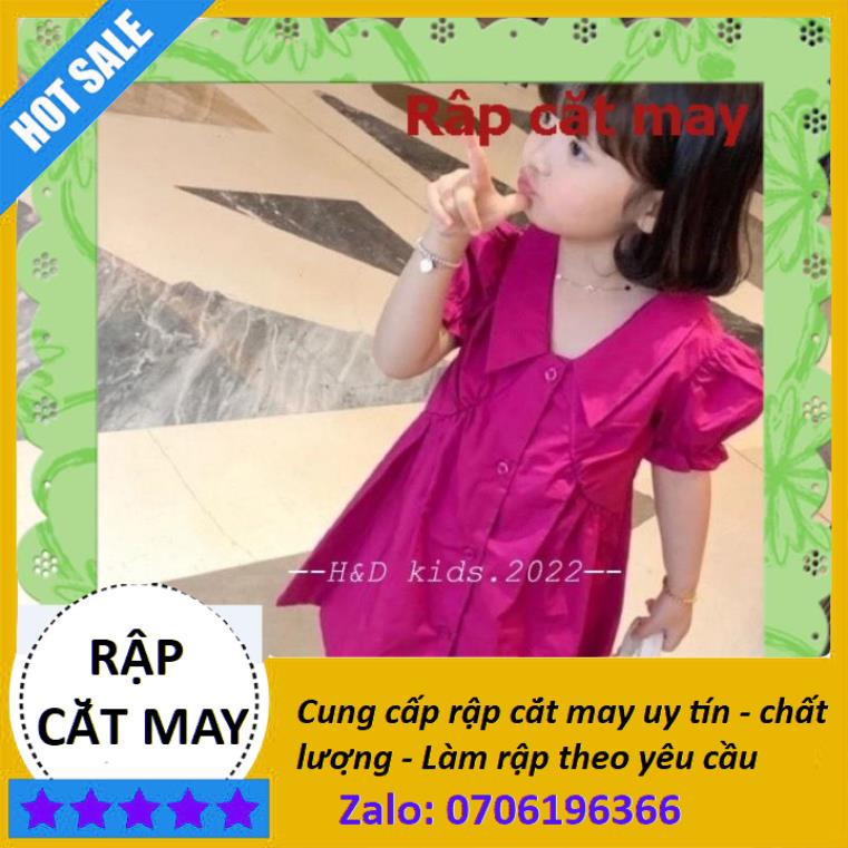 Rập giấy cắt may - Rập Váy hồng cổ đức cài cúc xinh xắni size từ 1 - 10 tuổi - Rập TrangVy