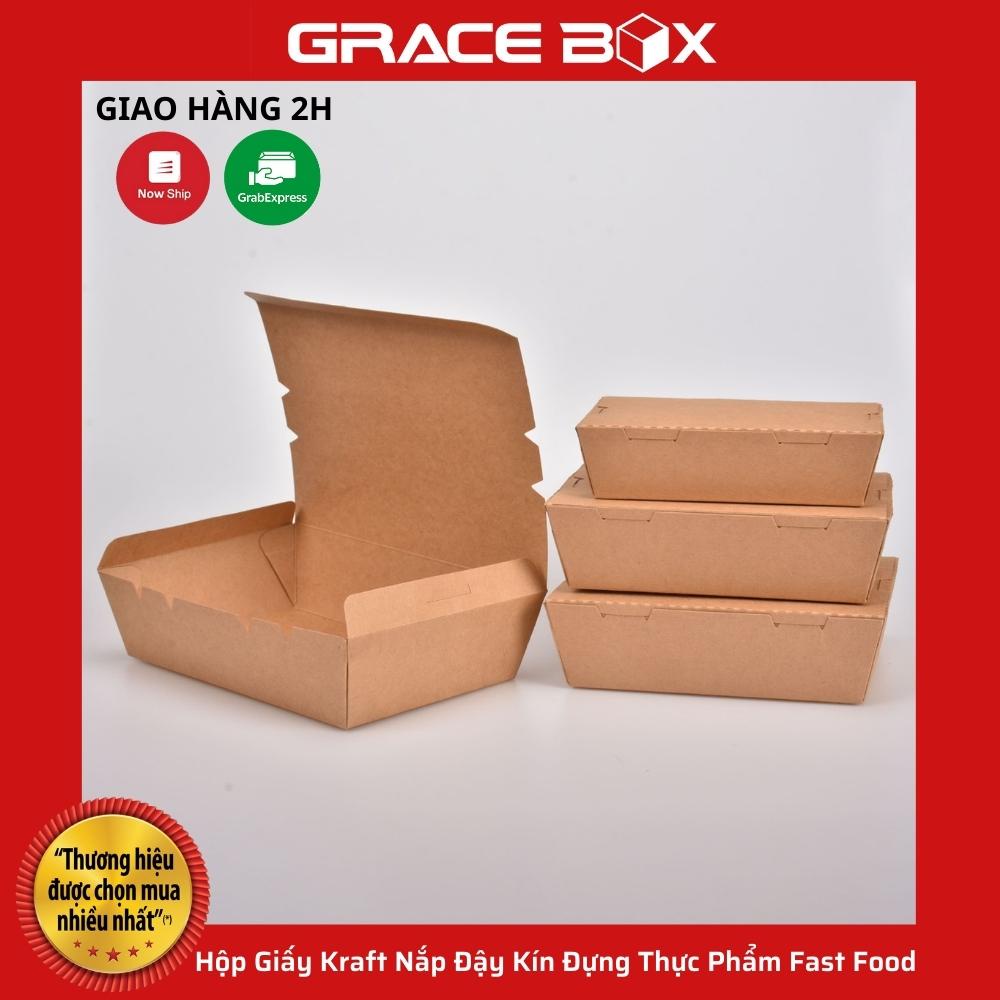 {Giá Sỉ} Lốc 10 Hộp Giấy Kraft Nắp Đậy Kín Đựng Thực Phẩm Fast Food - Siêu Thị Bao Bì Grace Box