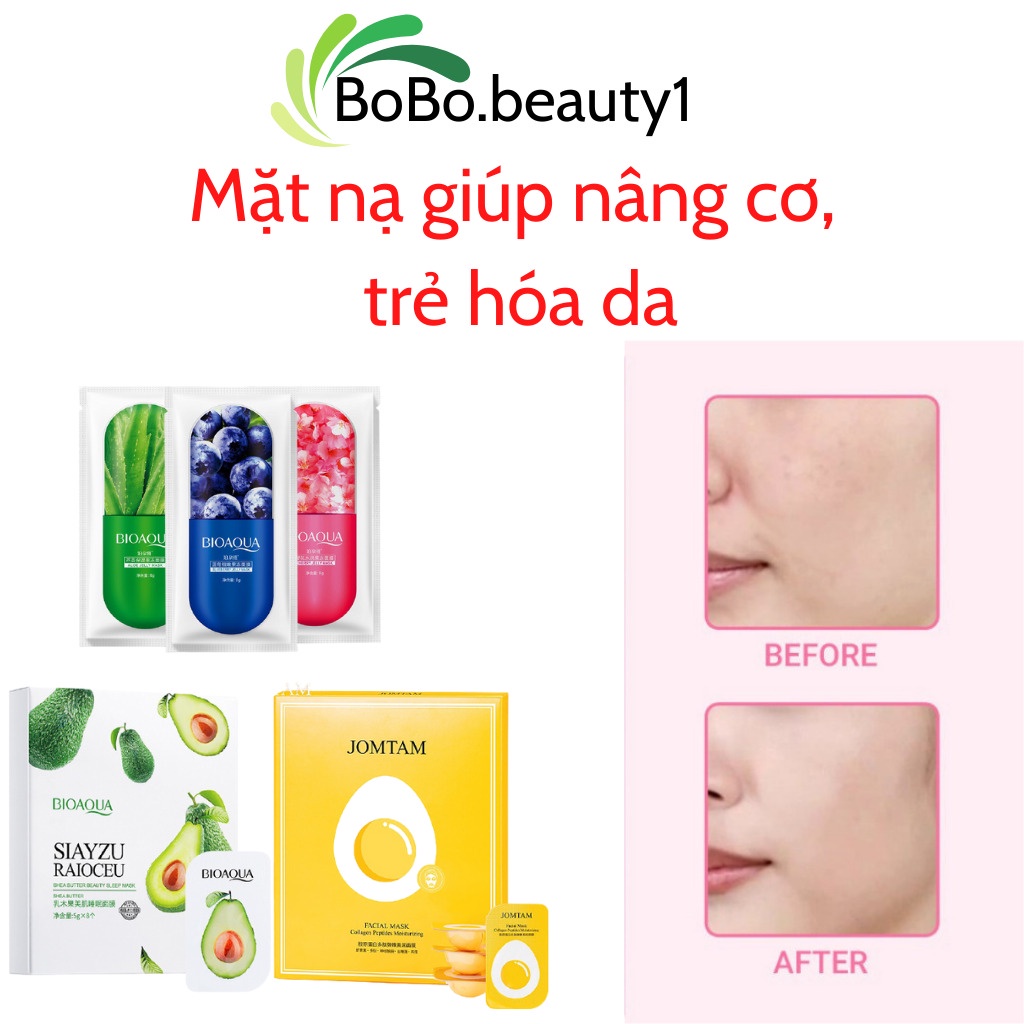 Combo 50 mặt nạ giấy dưỡng trắng da cấp ẩm nước se khít lô chân lông da dầu giảm mụn mask nội địa trung