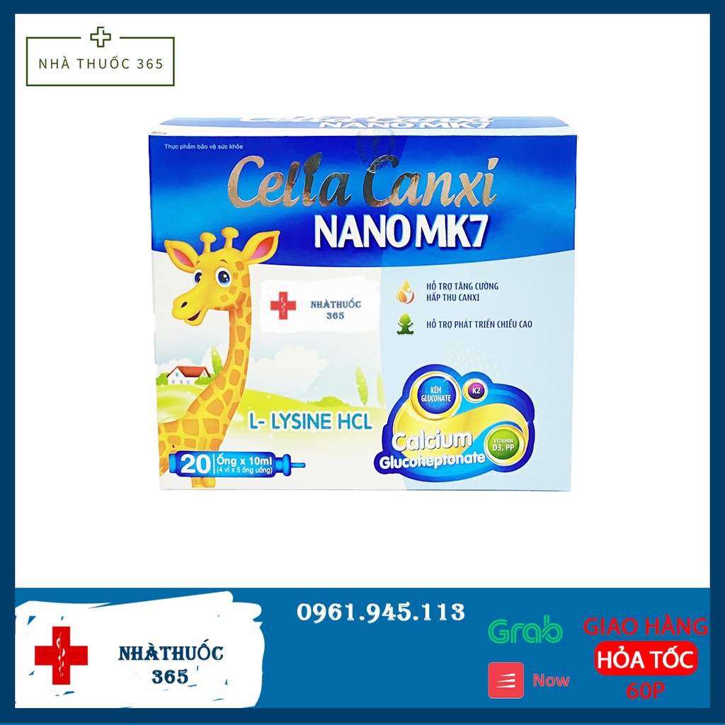 Celia Canxi Nano MK7 Bổ sung canxi vitamin D3 cho cơ thể hỗ trợ sự phát triển chiều cao hộp 20 ống