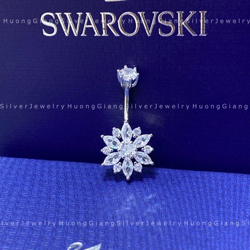 Khuyên rốn hình bông tuyết to che khuyết điểm tốt Bạc s925 xi kim  - HuongGiangSilver