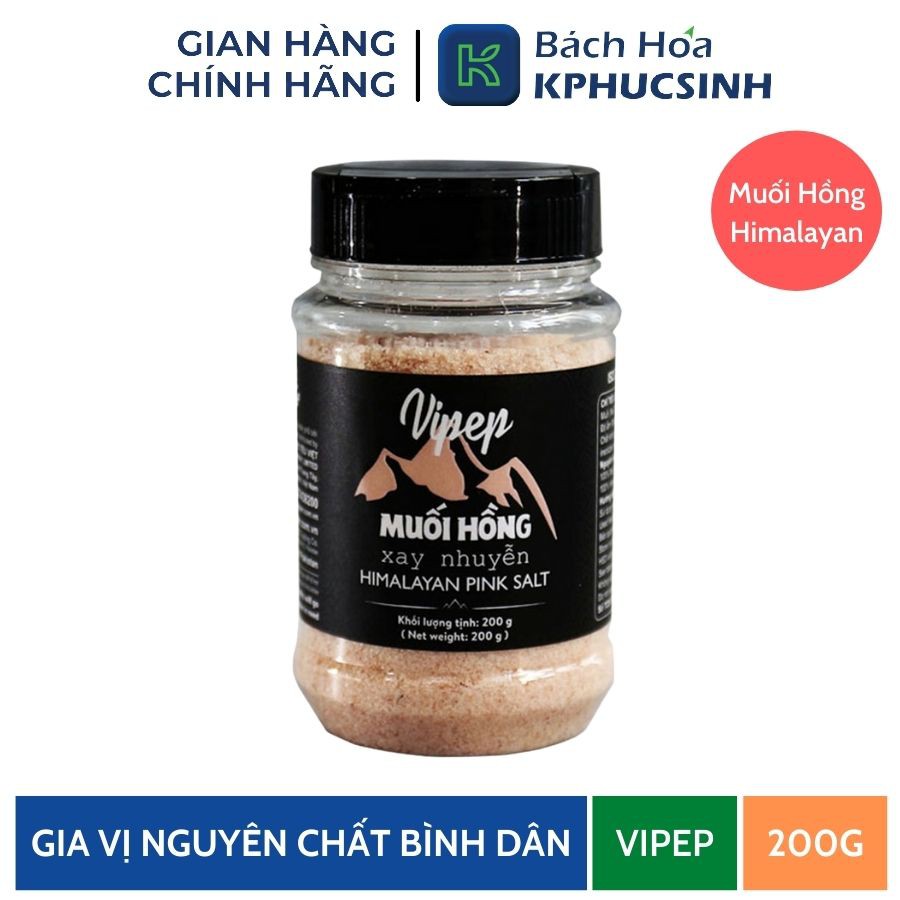 Muối hồng Vipep xay nhuyễn 200gram  đậm vị chất lượng KPHUCSINH - Hàng Chính Hãng