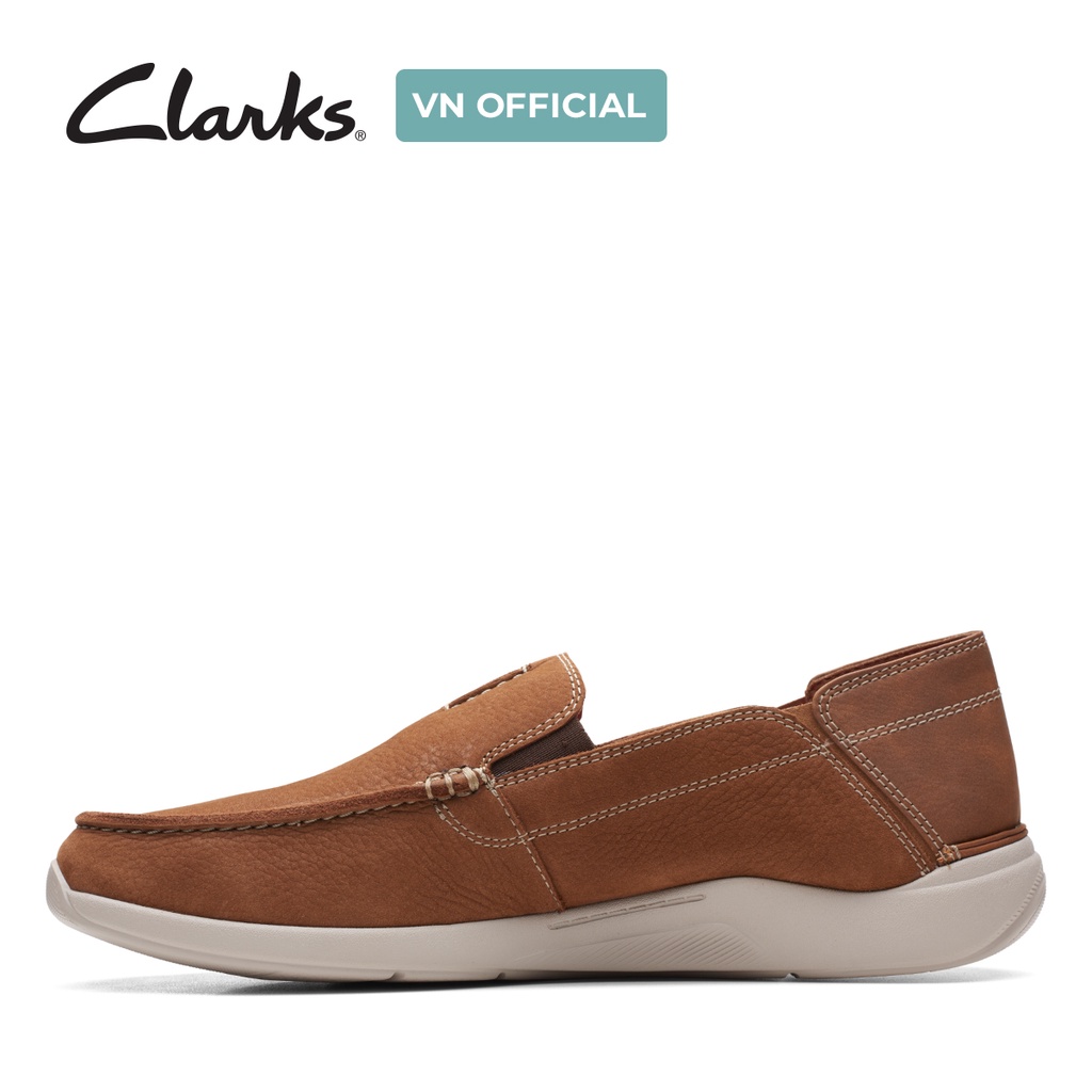 Giày Lười Da Nubuck Nam Clarks Gorwin Step màu nâu