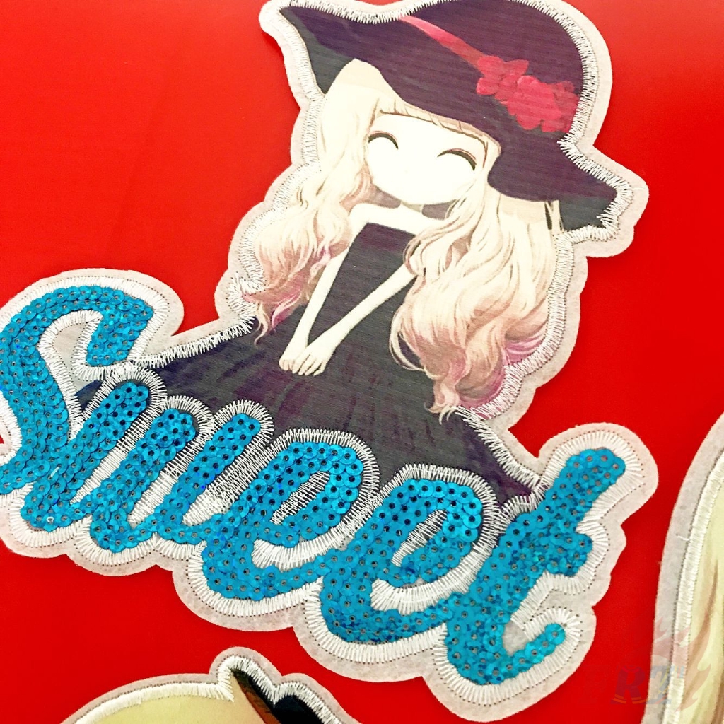 Miếng vá ủi thêu hình cô gái trẻ trung L-11121 phối kim sa nhiều kiểu tuỳ chọn