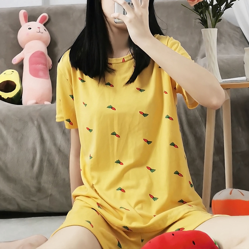 xiaohan korea loose short sleeve sleepwear women's pajama sets motif female cute print large size thin nightwear | BigBuy360 - bigbuy360.vn
