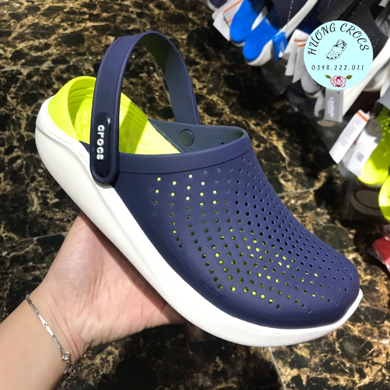Dép sục Cross Literide màu navy chuối siêu êm mềm nhẹ, chống trơn trượt cho nam nữ