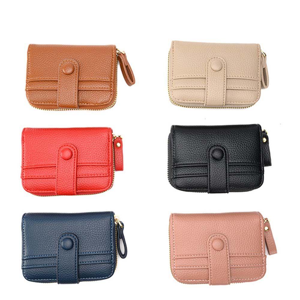 Ví Da PU Ngắn Đựng Thẻ / Tiền Xu Chống Thấm Nước Có Khóa Cài Kiểu Vintage