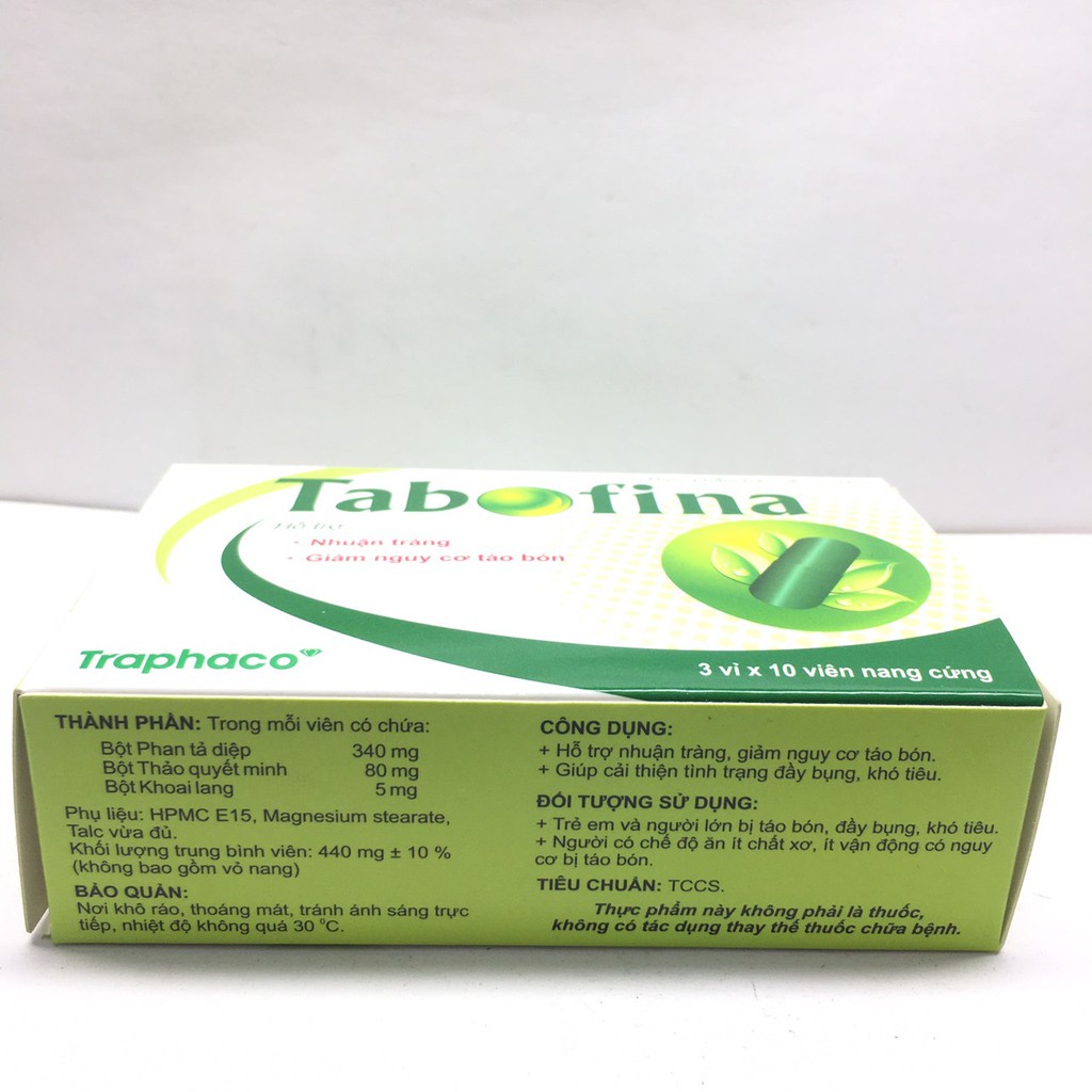 Hộp 30 viên Tabofina Traphaco hỗ trợ nhuận tràng, bỏ nguy cơ táo bón - Chika
