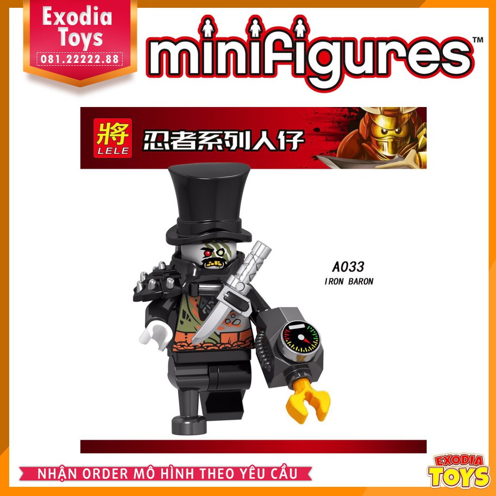 Xếp hình minifigure Ninjago Season 9 : Iron Baron, Master of the Golden Dragon, Harumi - LELE [A033 - A040]