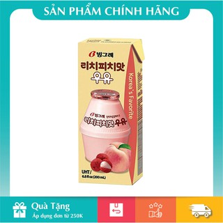 [HÀNG CHÍNH HÃNG] Sữa Binggrae Hàn Quốc Vị Vải Đào Hộp 200ml