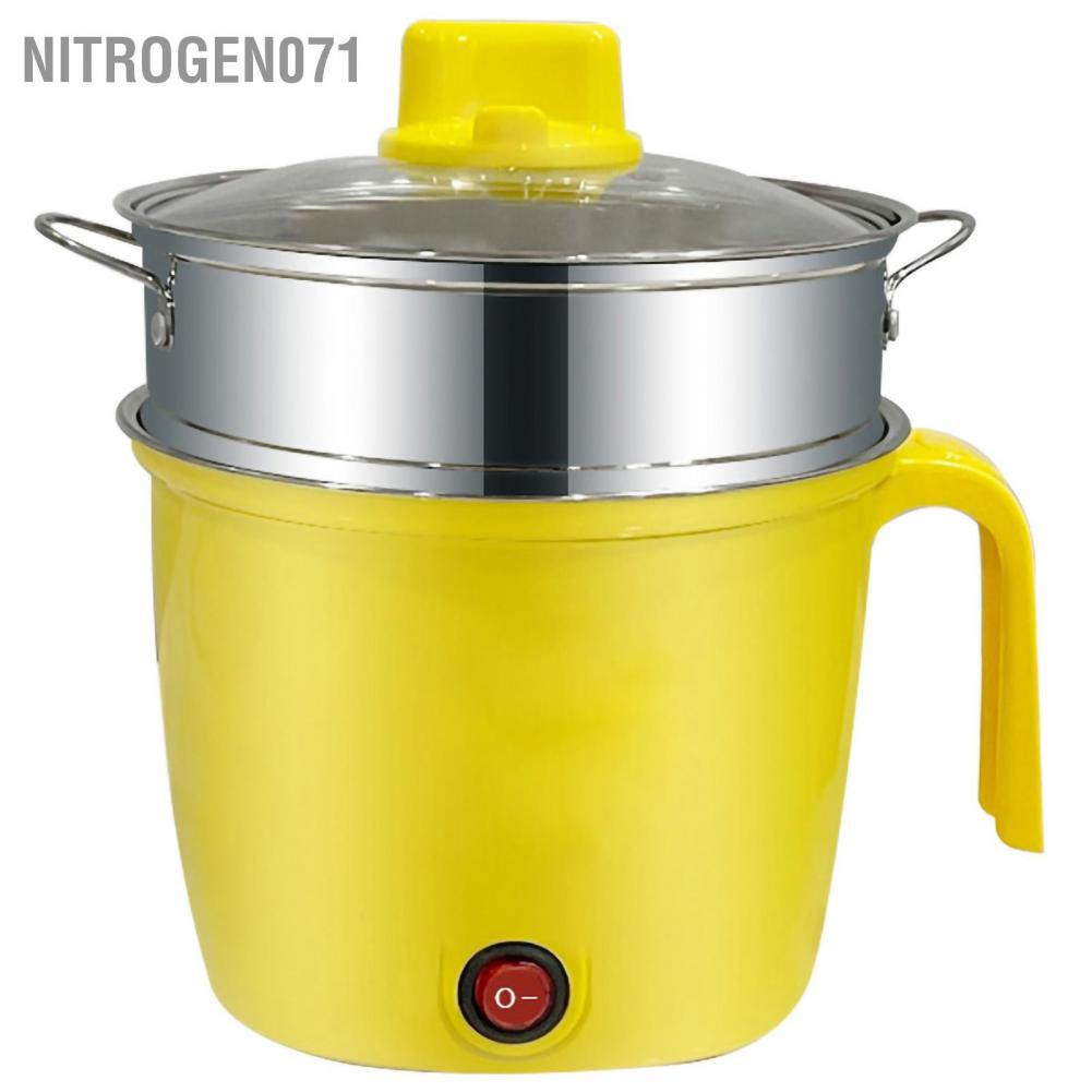 Nitrogen071 Electric Pot Stainless Steel Prevent Stick Mini Cooker with Clear Lid for Travel Dormitory Office AC 220V 18cm