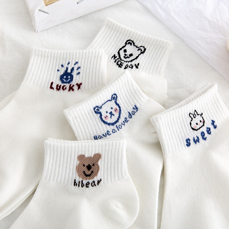 Tất nam nữ cổ ngắn họa tiết dễ thương chất liệu cotton Ulzzang thoáng mát phong cách Nhật Bản - T052