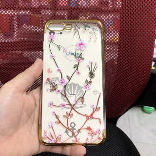 Ốp Iphone 7plus/8plus dẻo viền xi màu in hoa