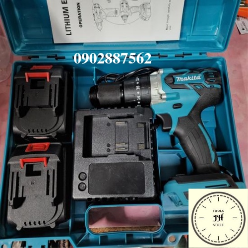 máy khoan pin Makita 128V volt không chổi than có búa 13mm pin 10 cell cao cấp