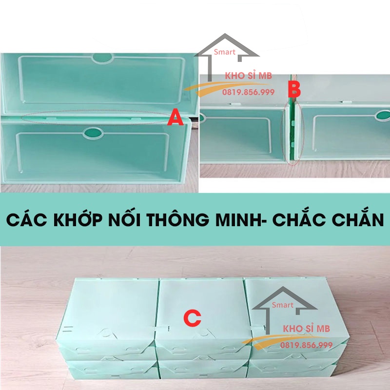 Hộp giày nhựa cứng nắp trong suốt thông minh hộp đựng giày giá rẻ có thể xếp tầng kho sỉ mb