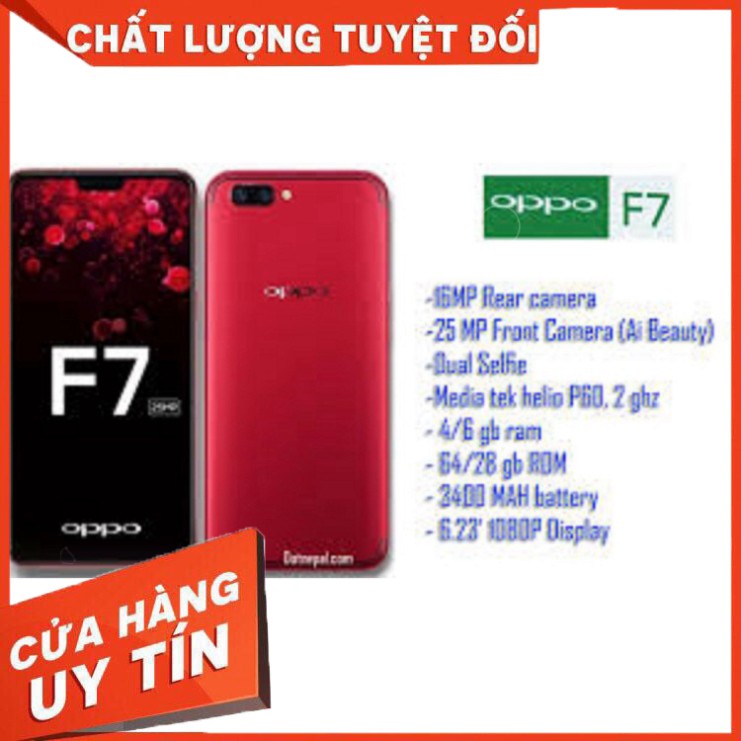 [ SIÊU GIẢM GIÁ  ] [Giá Sốc Nhất] Điện thoại Chính hãng Oppo F7 2sim ram 4G Bộ nhớ 64G mới Fullbox - Chơi PUBG - FREE FI