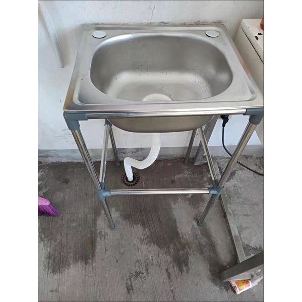 Chậu rửa chén 1 hộc inox kích thước 42*36*75cm có chân, vòi, bộ xả