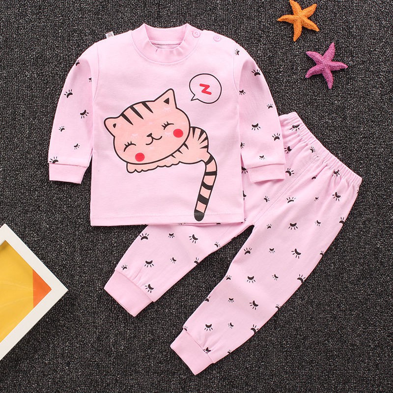 New pure cotton autumn baby underwear set autumn clothes for girls long pants two piece pajamas for kids at home