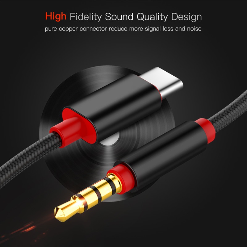 Cáp Chuyển Đổi Âm Thanh Từ Type C Sang Giắc Cắm 3.5mm 1m Hi-Fi Chất Lượng Cao