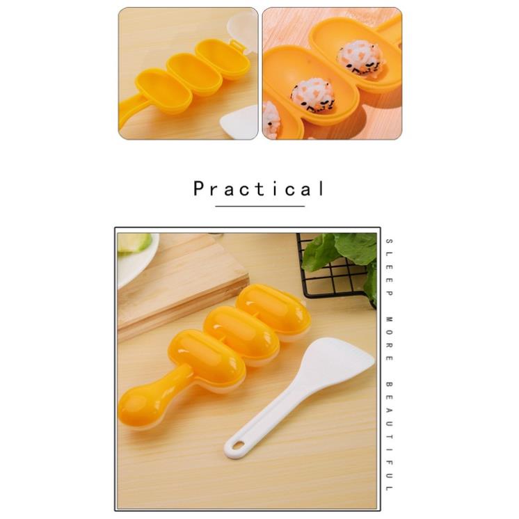 Bộ Khuôn Lắc Cơm Tạo Hình Cơm Nắm Cho Bé Ăn Dặm Kèm Thìa